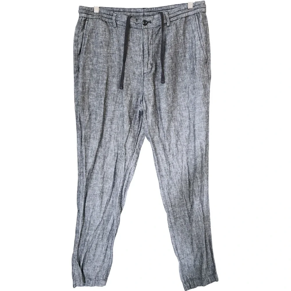 Banana Republic Linen‎ Blend Pants 36x29 Athletic Fit Gray Pull on Drawstring
